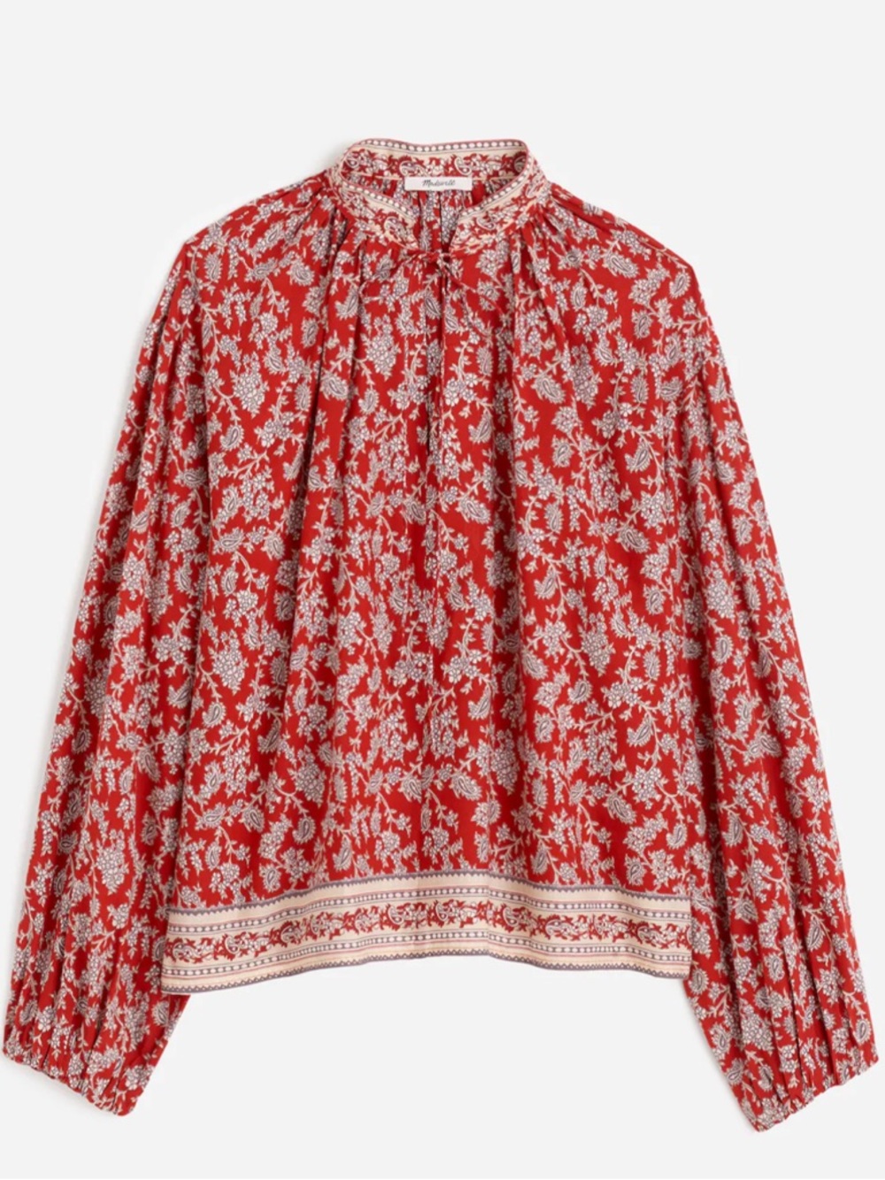 Madewell Shirred Popover Top in Paisley Print Size XL